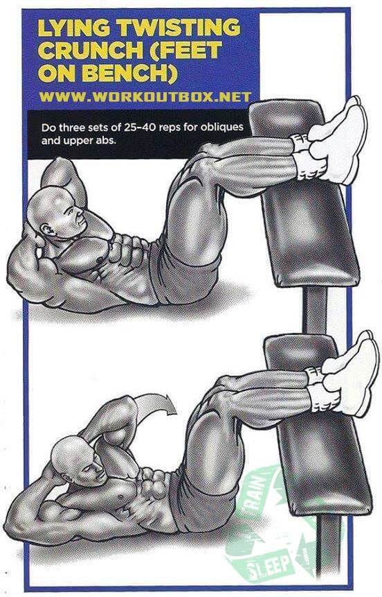 Lying Twisting Crunch - Feet On Bench Sixpack Workout Plan Abs