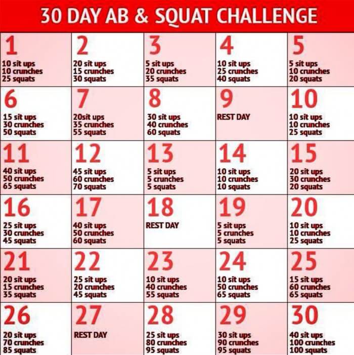 30 Day Ab & Squat Challenge - Healthy Fitness Workout Awesome