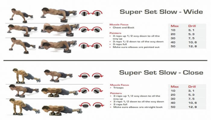 Super Set Push-Ups - Wide and Close Grip Health Fitness Chest Ab