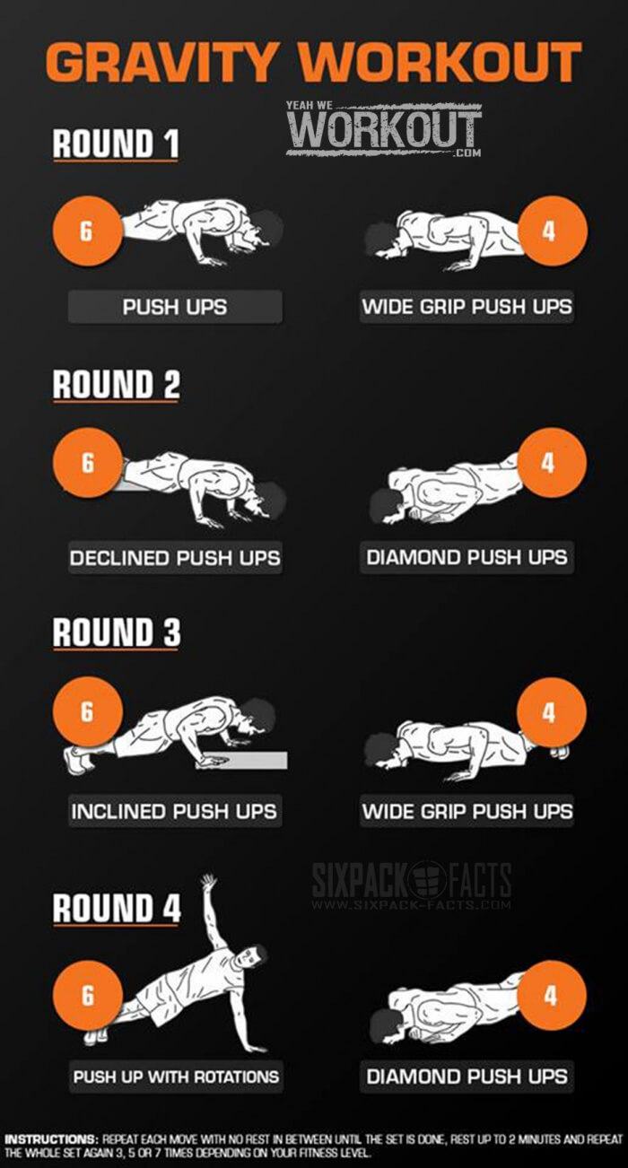 Gravity Workout Training - Healthy Fitness Routine Arms Push-Ups
