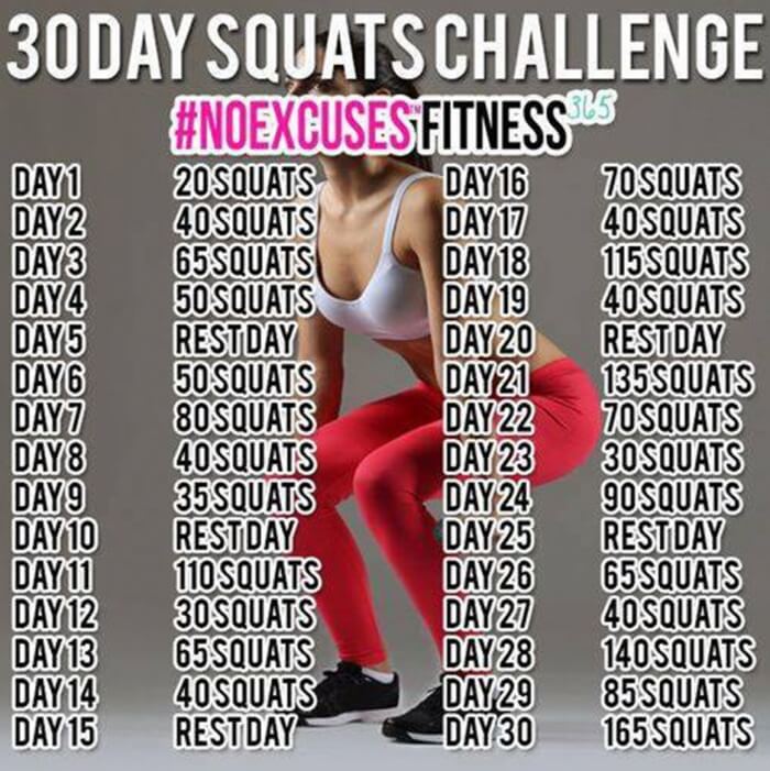 30 Day Squats Challenge - Health Fitness Body NoExcuses Training