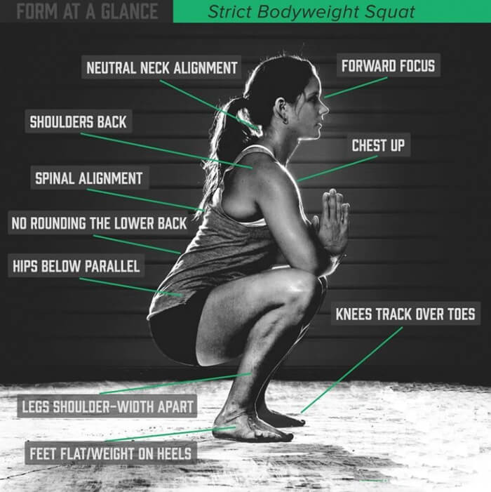 Strict Bodyweight Squat - Form At A Glance Fitness Tips Butt Leg