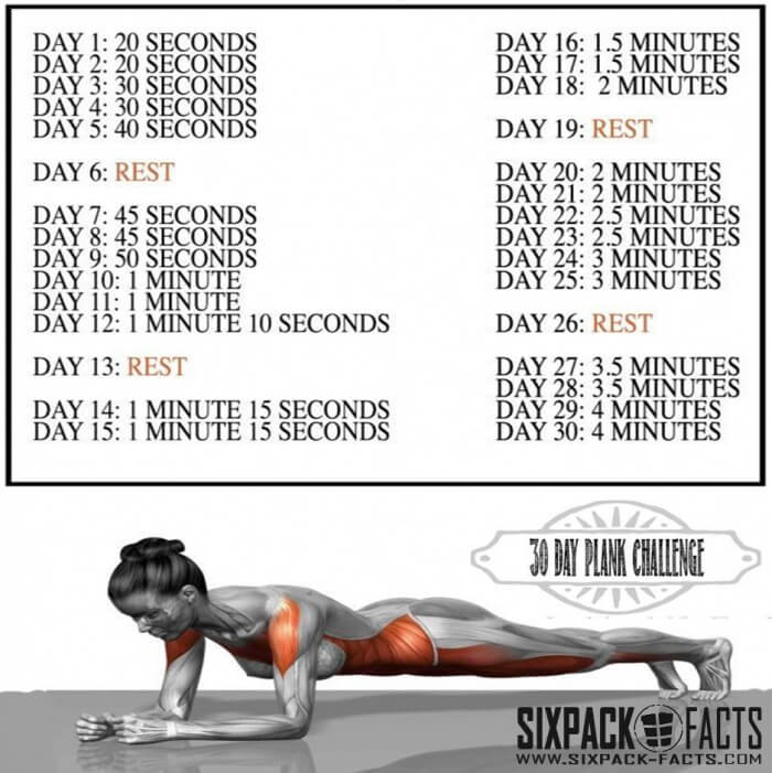 30 Day Plank Challenge - Healthy Training For Sixpack Body Type