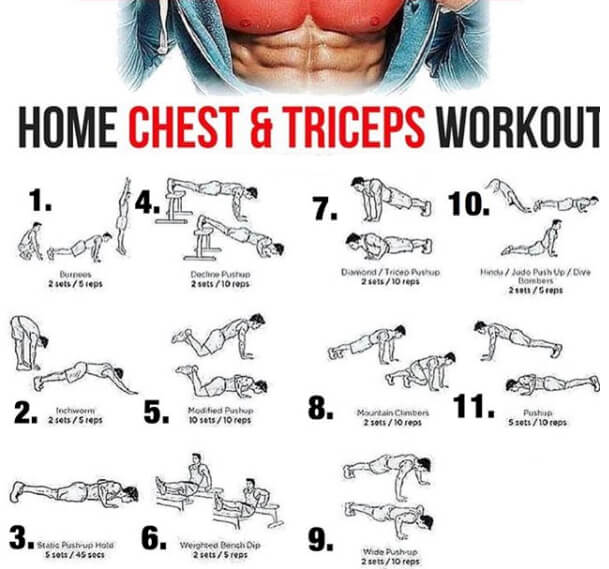 Home Chest & Triceps Workout! Healthy Fitness Plan